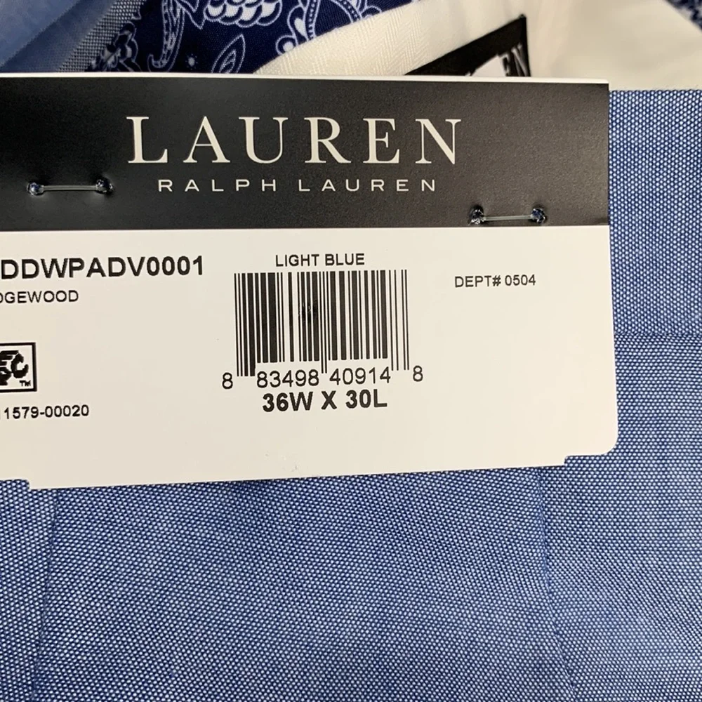 Lauren Ralph Lauren Men's Blue Chambray Cotton Suit Separate Pants Size 36 X 30